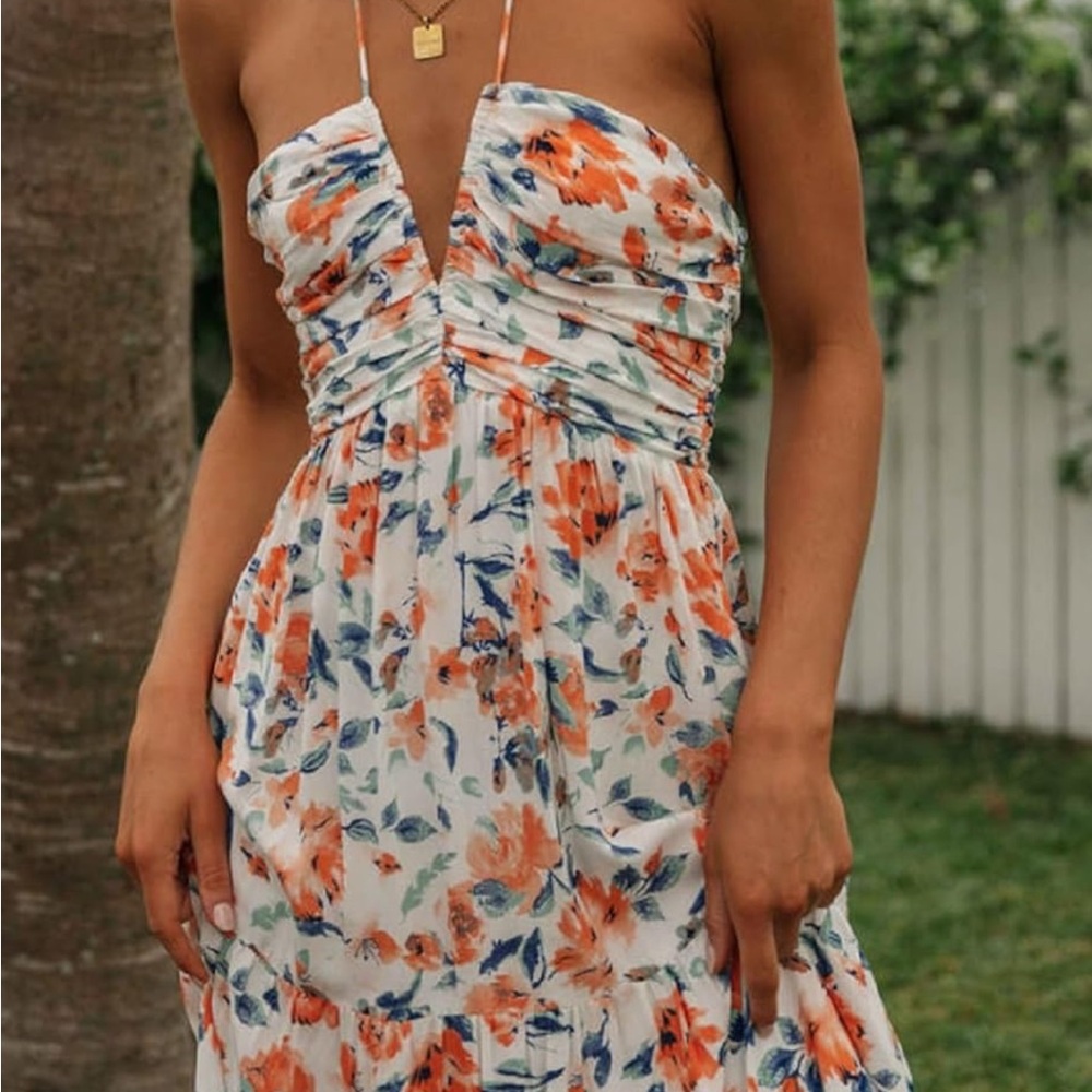 Floral Halter Maxi Dress - Multicolor